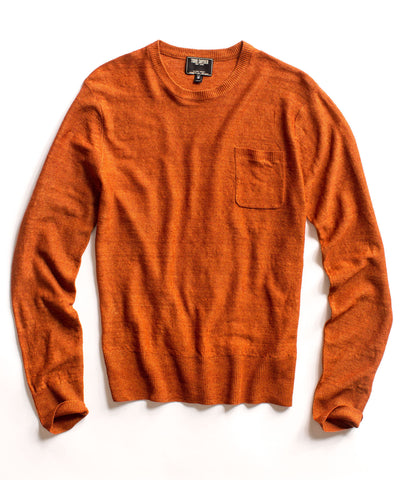 Orange Pocket Crew Sweater