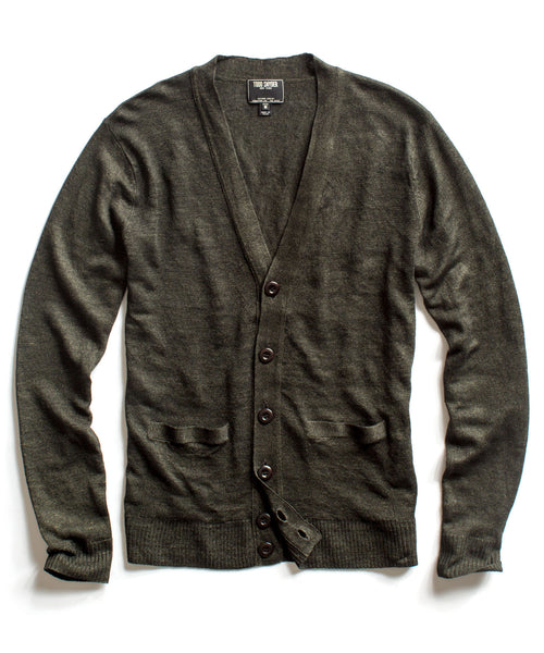 Charcoal Linen Classic Cardigan