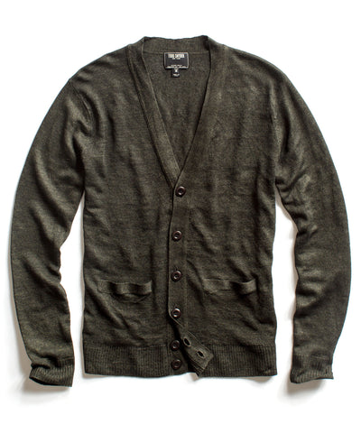 Charcoal Linen Classic Cardigan