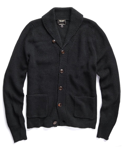 Black Cotton Shawl Cardigan Sweater