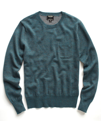 Dark Teal Pocket Crew Sweater