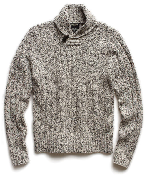 Ivory/Black Shawl Collar Sweater