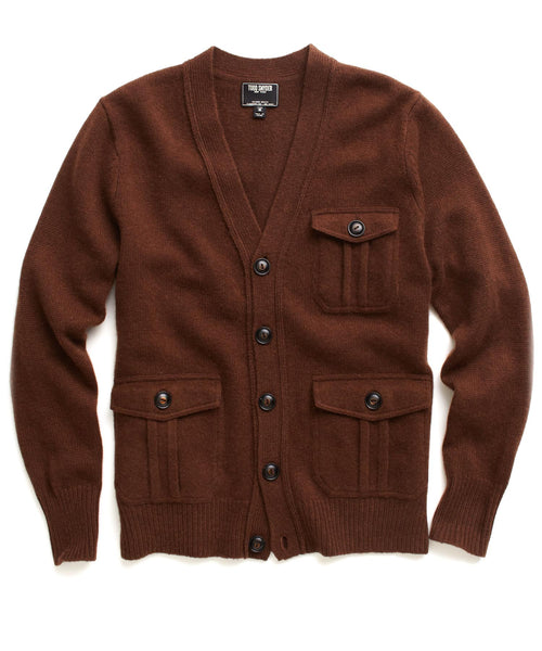 Brown Bellow Pocket Cardigan Sweater