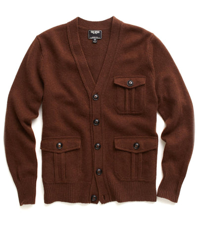 Brown Bellow Pocket Cardigan Sweater