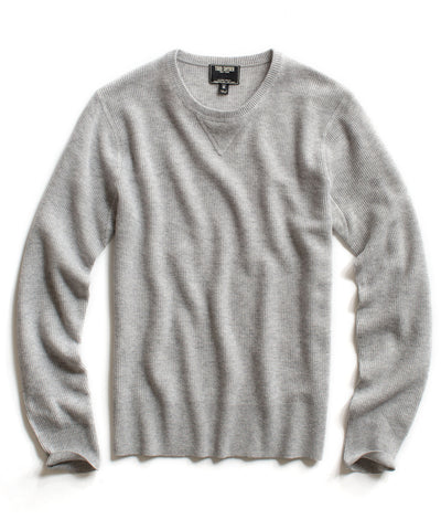Grey Cashmere Waffle Crew Sweater