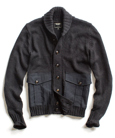 Black Military Shawl Jacket Sweater