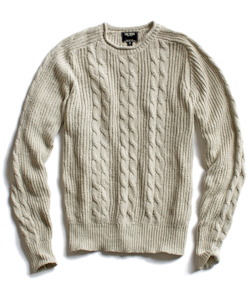 Ivory Cotton Cable Roll Neck Sweater
