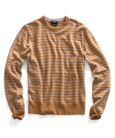 Camel Stripe Crew Sweater