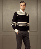 Black Stripe Crew Sweater