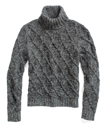 Charcoal Lattice Turtleneck Sweater