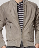 Grey Suede Varsity Jacket
