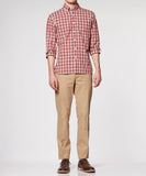 Red Tan Plaid Sport Shirt