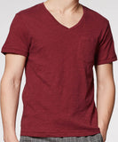Maroon Pocket V-Neck T-Shirt