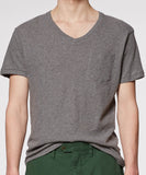 Dark Grey Pocket V-Neck T-Shirt